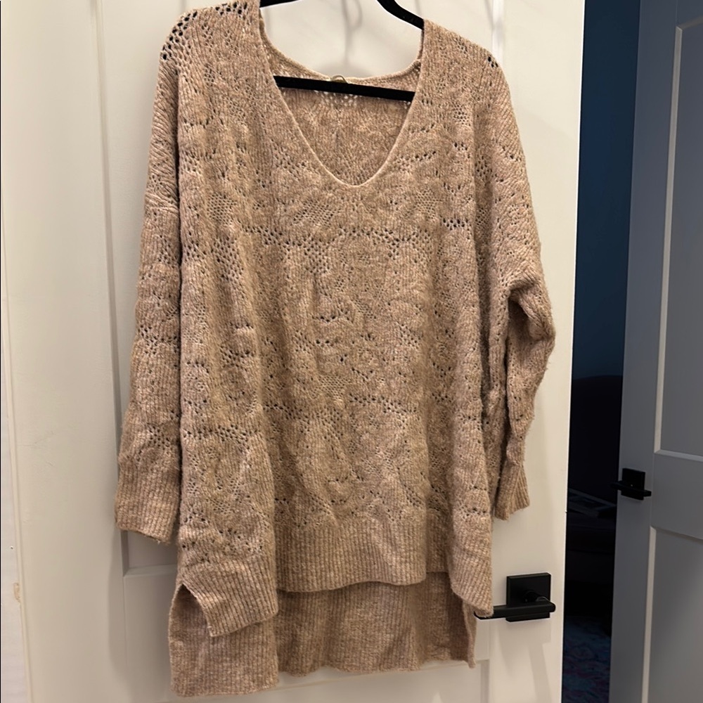 Free People Cozy Knit Sweater in Tan
